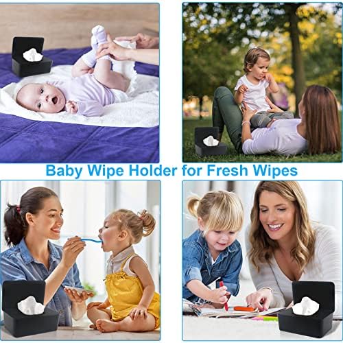 Top down view of black wipes container with dispensing slot