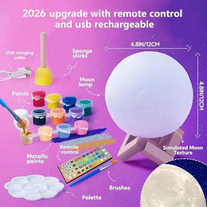 HOLA arts and crafts kit contents including non-toxic paints, brushes, wooden stand, and Type-C USB charging cable.