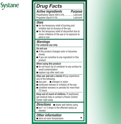 Systane Ultra lubricant eye drops for fast acting dry eye protection.