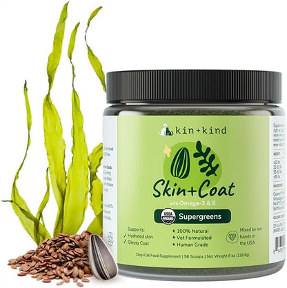 kin+kind Skin and Coat Supplement for Dogs & Cats - Natural Vitamin Supplements with Organic Ingredients for Shiny Fur, Moisturized Skin & Overall Pet Wellness - Dog Essentials & Cat Essentials - 4oz - Image 11