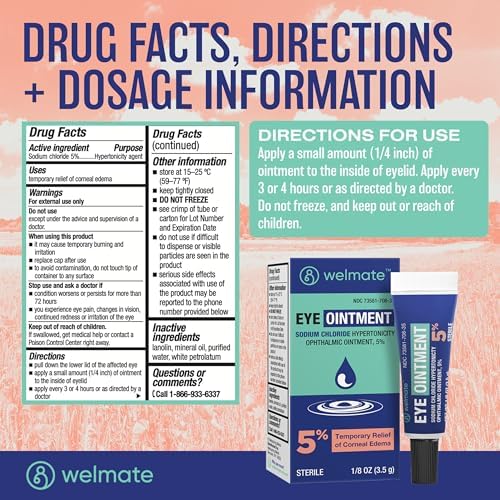 WELMATE sodium chloride eye ointment active ingredients side panel view