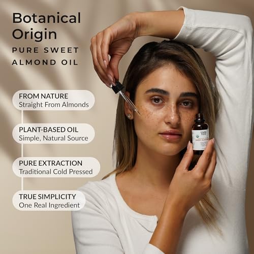 Everyday Beauty US Organic Sweet Almond Oil 1 fluid ounce package layout