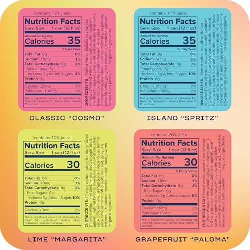 Recess alcohol free mocktail cans showcasing the four assorted flavors