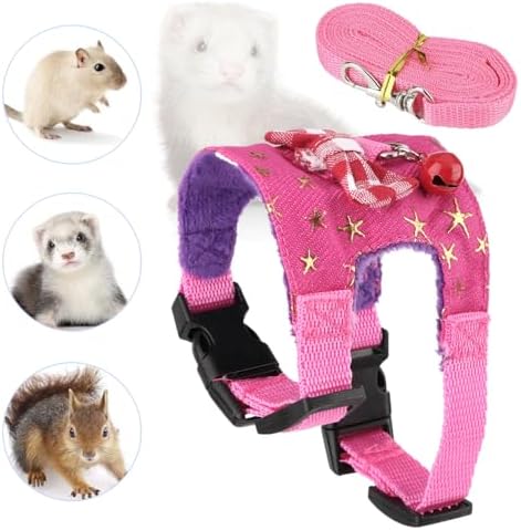 Angle view of the pink star hamster vest highlighting the leash attachment ring
