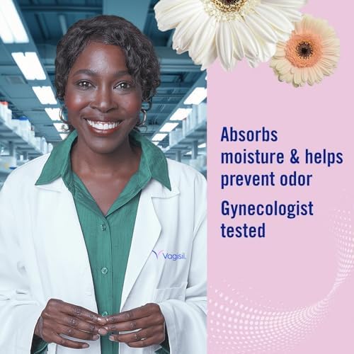 Back label of Vagisil Odor Block Powder showing cornstarch ingredients list.