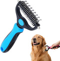 Rovia dematting comb and undercoat rake blue large front view professional pet grooming tool
