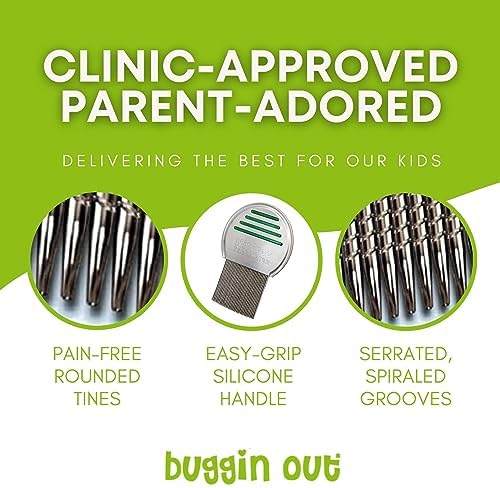 Stainless steel nit comb showing the smooth rounded edges for scalp protection.