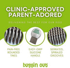 Stainless steel nit comb showing the smooth rounded edges for scalp protection.