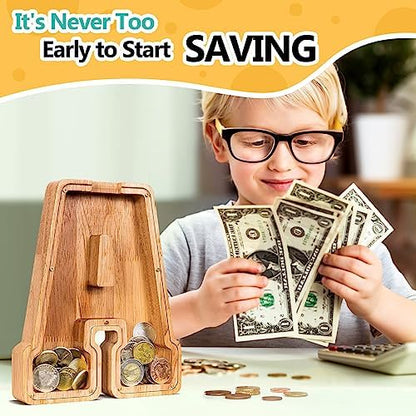 Demonstration of unscrewing the small bolts on the transparent cover of the SummiDate wooden money bank