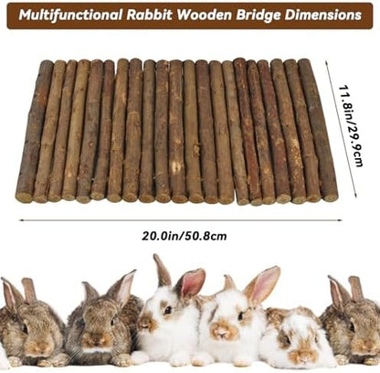 kathson Rabbit Wooden Bridge(20.0 x 11.8 inches),Guinea Pig Wood Tunnel Large Bunny Ladders Small Animal Flexible Hideout for Hamster Chinchillas Guinea Pig Hedgehog and Other Rodents - Image 5