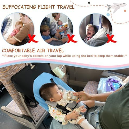 MueKeesam airplane seat extender for infants highlighting the puncture resistant non-toxic material surface.