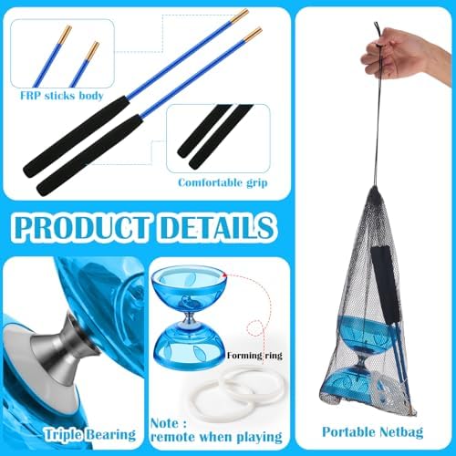 Side profile of Simgoing blue Chinese Yoyo Diabolo