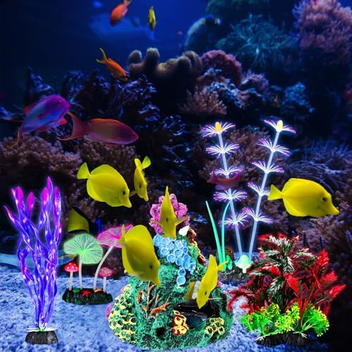Halloscume low maintenance colorful artificial coral reef ornament for freshwater tanks