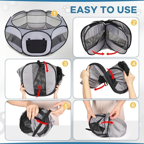 Soft Breathable Small Animal Playpen with Zipper Cover - Portable Rabbit/Bunny Pen & Chick Brooder Box, Lightweight Enclosure for Puppy/Kitten/Guinea Pig/Hamster/Chinchillas (Indoor & Outdoor Use) - Image 6