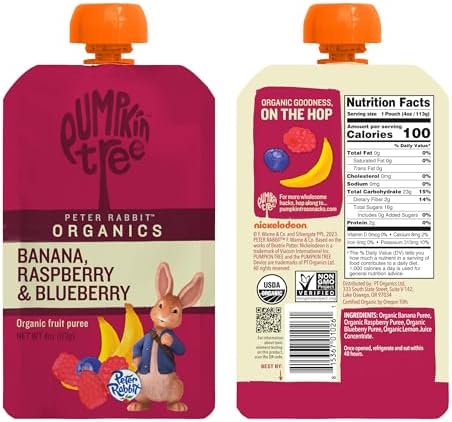 Organic baby fruit puree squeeze pouch 4 ounce packaging
