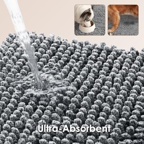 Authentic EHEYCIGA grey pet mud mat placed at an indoor front entrance.