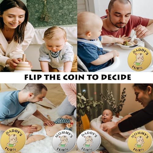 Vichona stainless steel novelty pregnancy gift coin held between two fingers to show size.