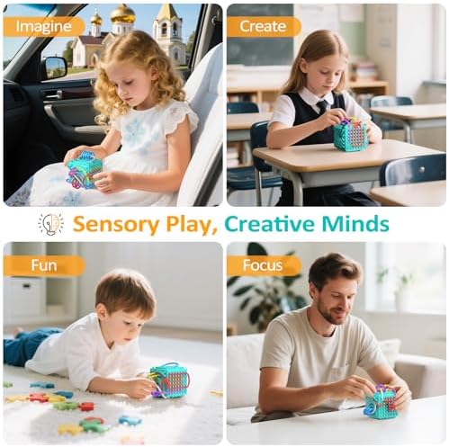 MoodLife autism adhd anxiety relief fidget cube with twelve colorful strings