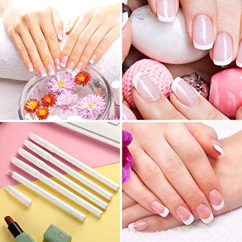 Blulu French nail art pencils demonstrating the built-in cuticle pusher cap functionality.