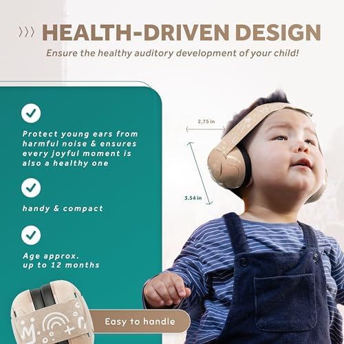Baby wearing Schallwerk Mini Plus headphones for noise protection
