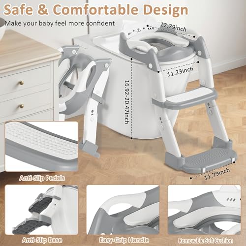 Foldable toddler toilet seat trainer with adjustable height positions