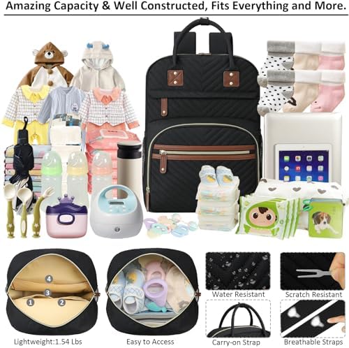 Tenot diaper bag open interior showing multiple compartments