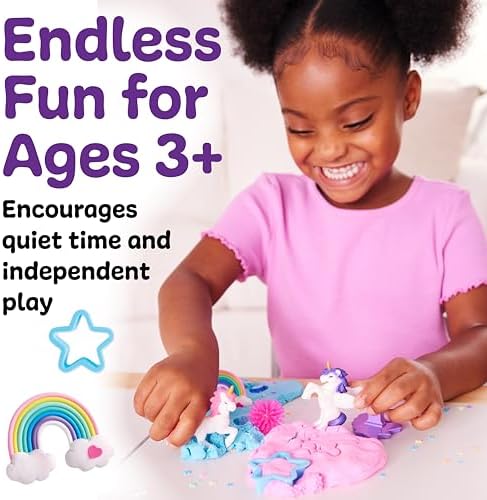 Child demonstrating fine motor skills with unicorn sensory toys