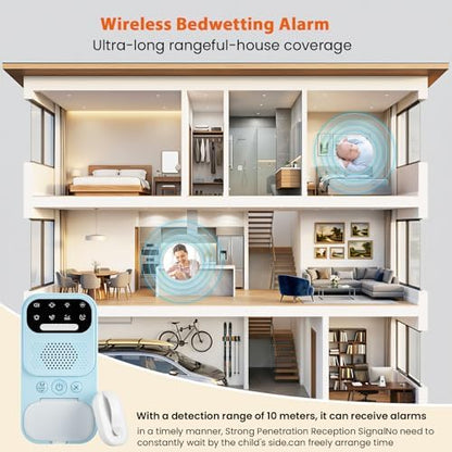 Smart bedwetting alarm with 8 sound and vibration modes for deep sleepers.