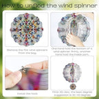 Kinetic wind spinner hanging in an indoor sunroom