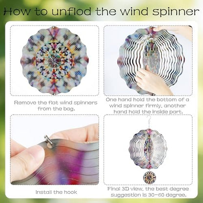 Kinetic wind spinner hanging in an indoor sunroom