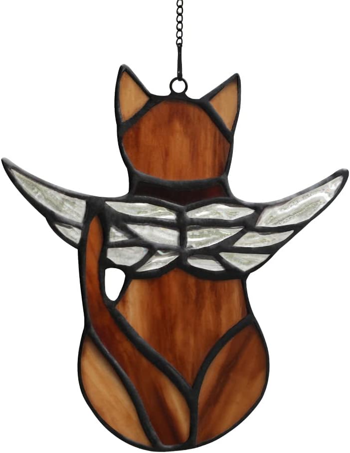 BOXCASA Cat Memorial Gifts for Loss of Cat, Gray Angel Cat Suncatcher with Iridescent Wings, Stained Glass Window Hanging, Pet Sympathy Gift for Women, Memorial Gift - Image 10