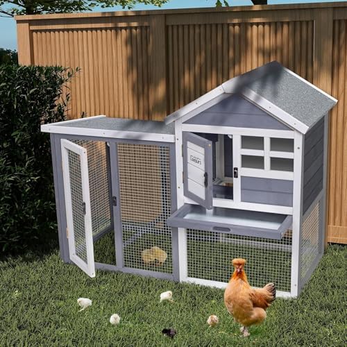 Side angle of chicken coop displaying predator-resistant wire mesh
