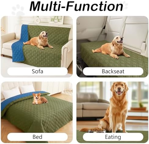 Hyha 30x70 inches green and navy blue dog mat covering a kennel mattress surface.