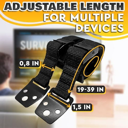 LEGLO furniture anchoring straps attached to the back of a flat screen television