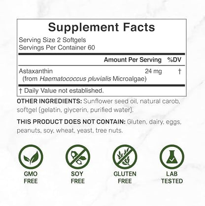 Deal Supplement Astaxanthin double strength dietary supplement packaging detailing Icelandic microalgae source.