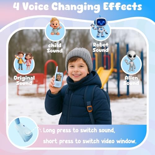Happy Homes interactive children walkie talkies displaying real time video chat screen features