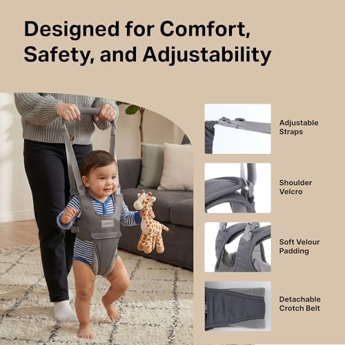 Detachable crotch panel on walking helper harness