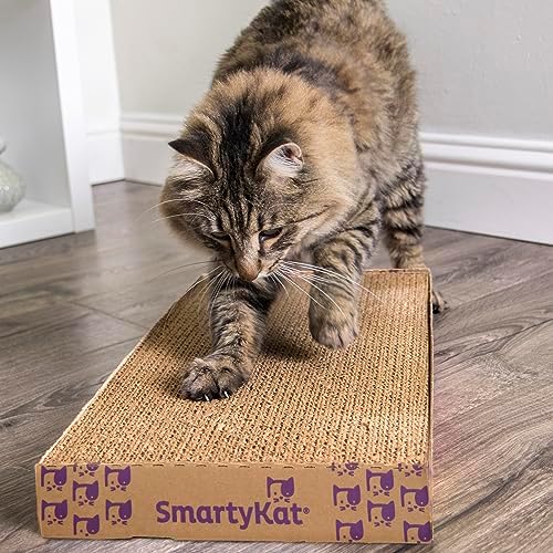 SmartyKat catnip infused cardboard pad close up details of the eco friendly recycled material.