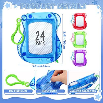 Children holding Chinco mini magnetic drawing boards with keychains