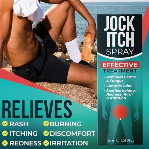 USA imported jock itch treatment spray showing ingredients and usage directions.