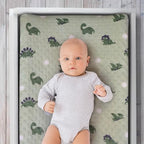 The Peanutshell minky sage green changing table sheets folded