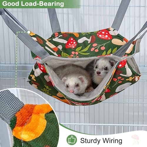 Glittme four piece small animal bedding bundle with mushroom patterned design.