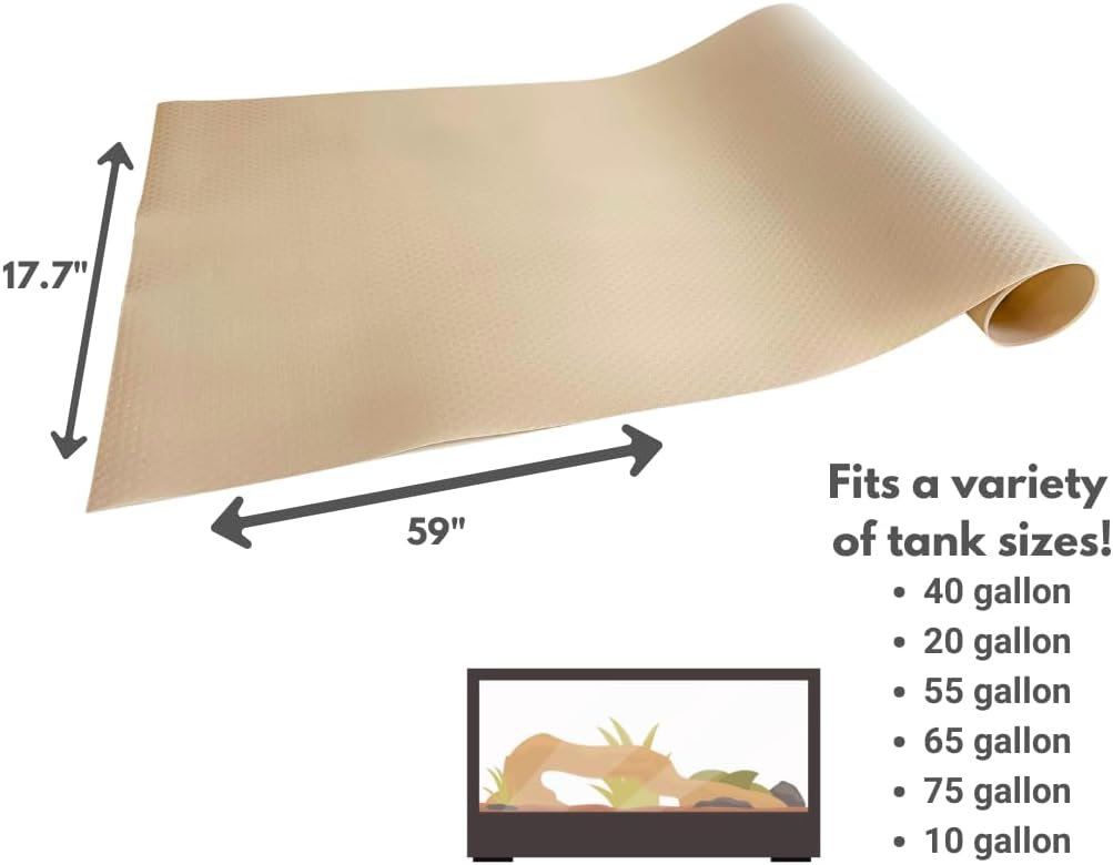 Beige reptile tank liner roll unrolled on flat surface