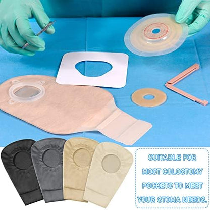 Lightweight skin friendly stoma bag cover for odor and noise control.