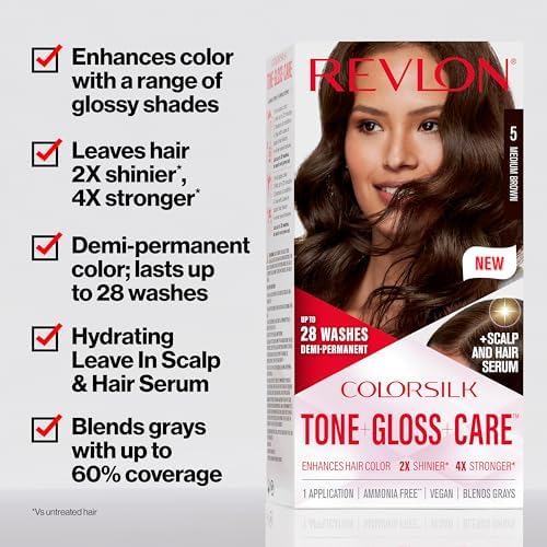 Revlon ammonia free hair dye kit components including developer bottle and colorant