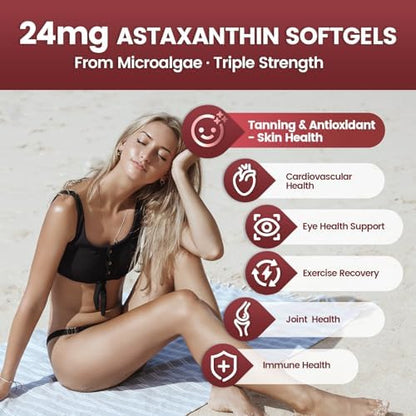 Premium 240 softgels bag of imported VivoNu astaxanthin highlighting 4 month supply.