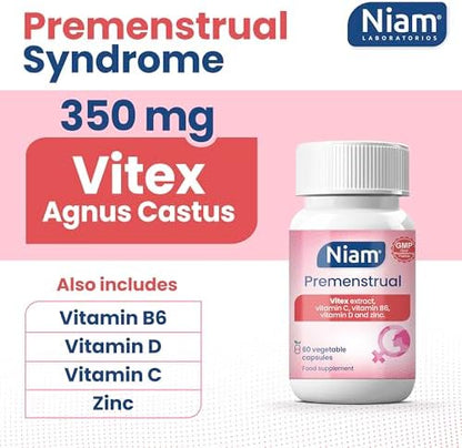 Top view of Niam Premenstrual Vitex cap and bottle design
