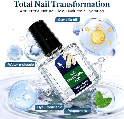 Clear glossy nail strengthener applied on hands