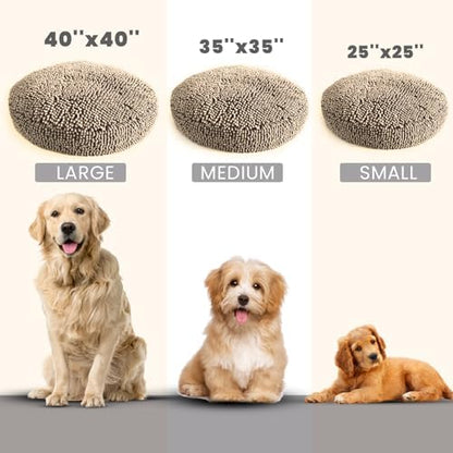 Muddy Mat(R)Cloud K-9 Bed for Dogs & Cats, Soft & Relaxing Donut Dog Bed, Chenille Material, Removable Cover, Washable & Dryer Safe-Beige Medium(35'x35') - Image 4