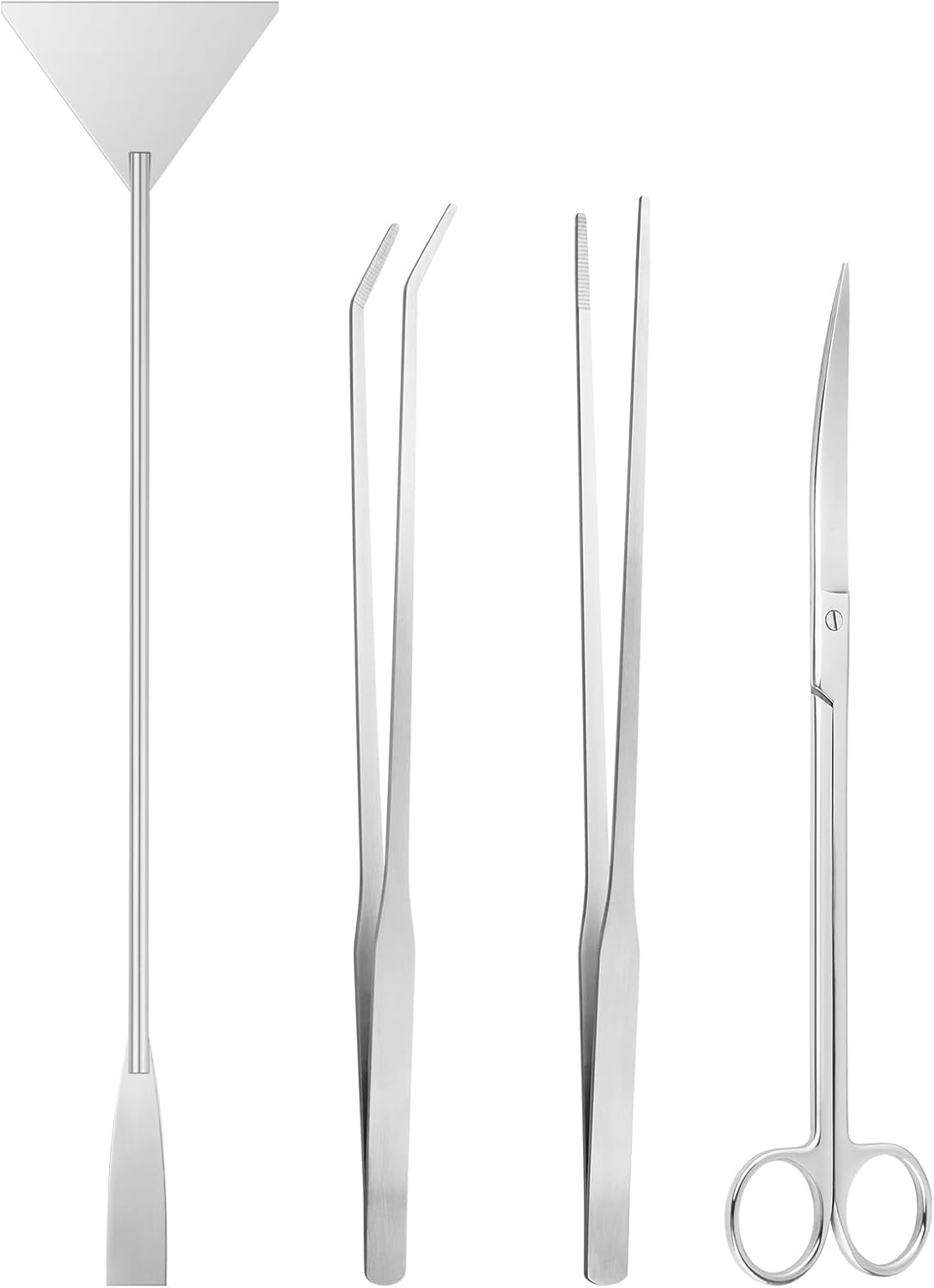 Ohtomber Aquascape Tools Aquarium Kit front view of stainless steel tools.